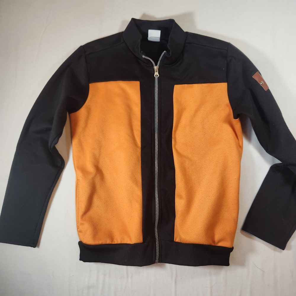 Naruto Shippuden Kids Orange Black Full Zip Track Jacket Uzumaki Cosplay Size L